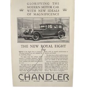 Vintage 1927 Chandler The New Royal Eight Ad Advertisement
